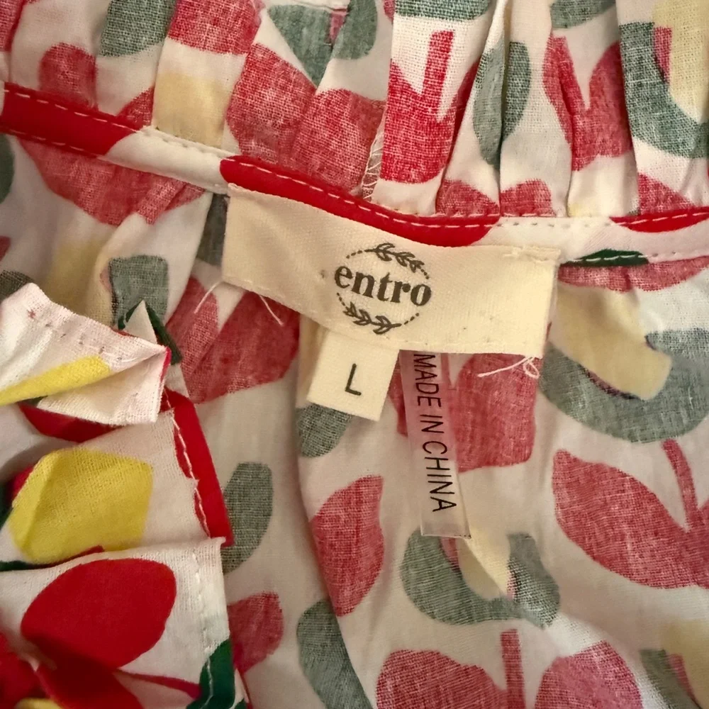 Entro Red and Yellow Tulip Print Boutique Blouse - Picture 5 of 5